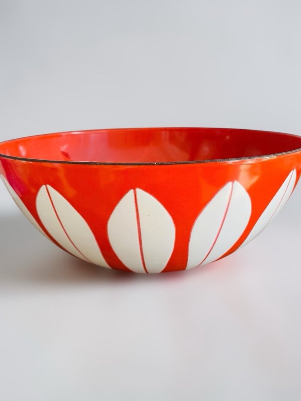 Catherineholm White Lotus on Orange Large Bowl Enamelware Norway 9.5" Wide - Picture 2 of 7